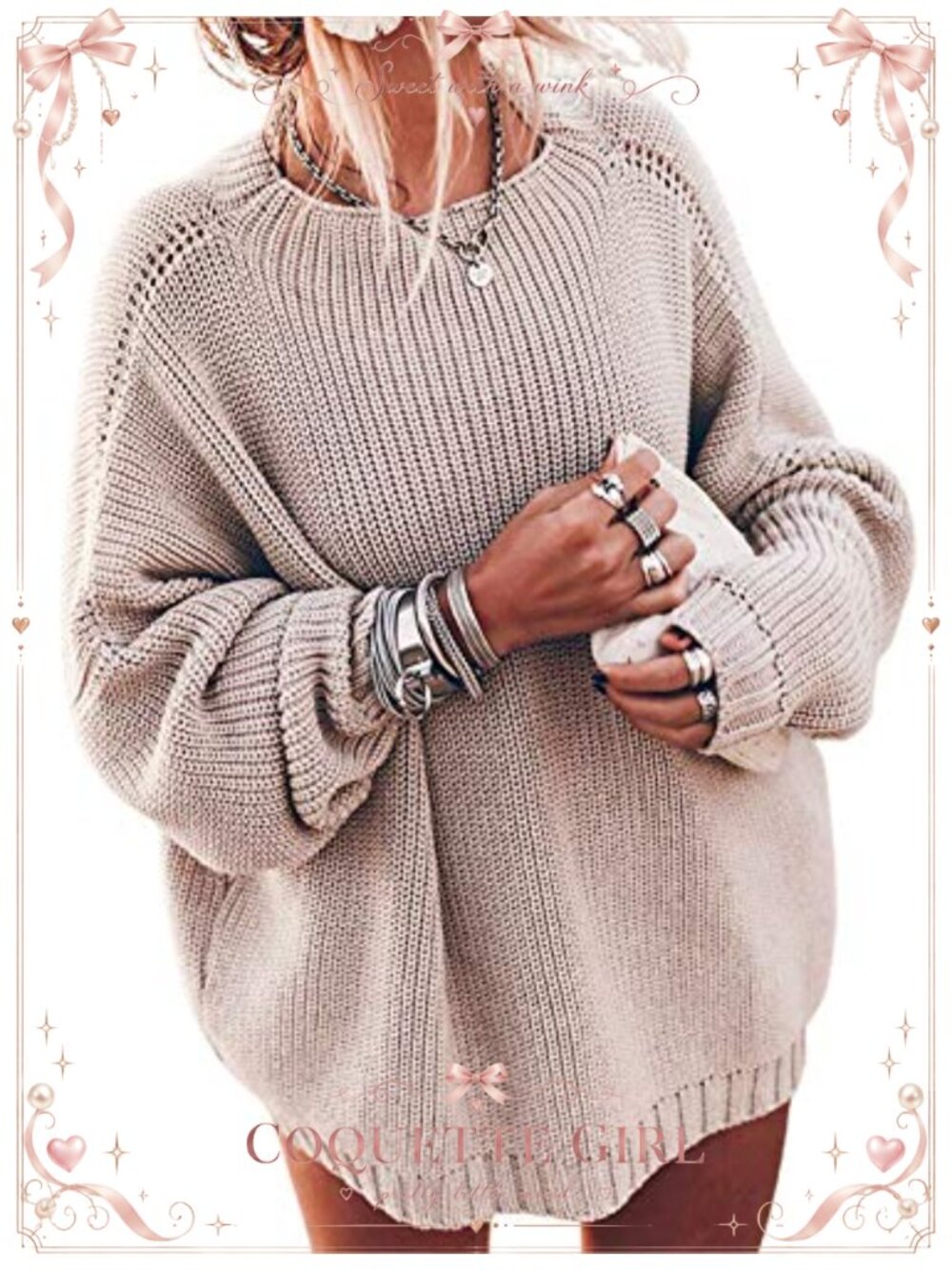 Women's Oversized Chunky Knit Mock Neck Batwing Sleeve Pullover Sweater